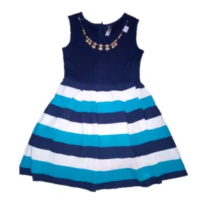 Beautees Girl's Knit Top Stripe Bottom  Skater Dress
