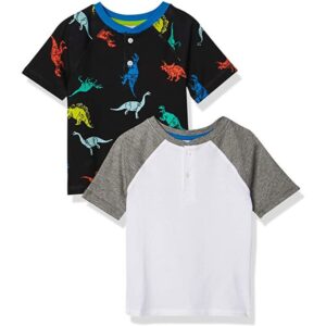Big Boy's Pack Of 2 Tee Shirt Wht Dino & Blue.