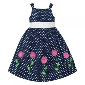 American Princess  Dotted Petal Dress - Blue