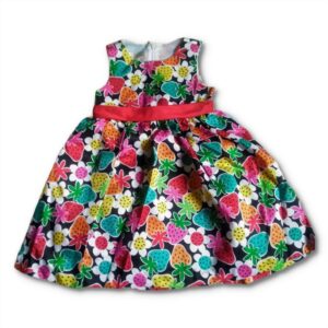 American Princess Little Girl's  Strawberry Shantung Dress - Multi