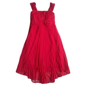 Amy Byer  Girls'  Empire Waist Pleated High Low Dress - Red