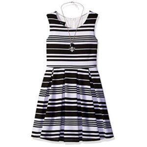 Amy Byer Girls Stripe Knit Dress With Pleated Skirt.