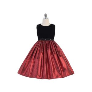 Crayon Kids Velvet Bodice Tefetta Skirt Special Occasion Dress - Red.