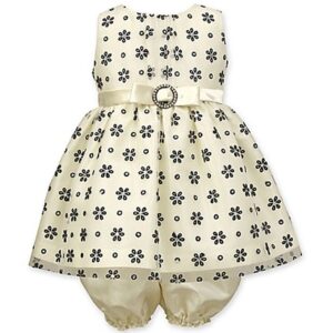 Jayne Copeland Baby Girls' Flocked Daisy Glitter Dress With Diaper Cover