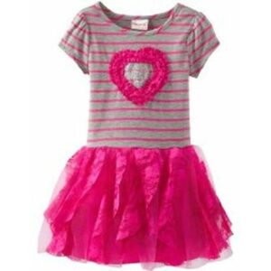 Nannette Little Girls Stripped Heart Dress- 2/3 Years