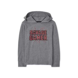 The children's place Boys Long Sleeve Graphic Hoodie Top - 7/8