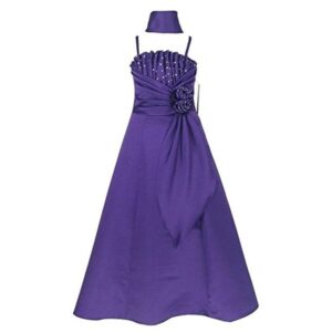 Victoria Kids Pleated Bodice Satin Full Length Special Occasion Dress .