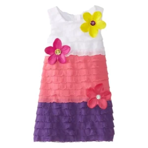 Sweetheart Rose Little Girl Colour Block Eyelash Dress