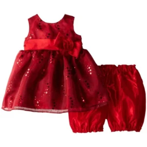 Jayne Copeland Baby Girls' Glitter Details Organza Dress - Red